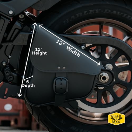 Dowco حقيبة سوانغارم دراجة نارية جلدية سوداء من ويلي وماكس لطرازات سوفتيل/سوانغارم مثلثية - مشبك أسود غير لامع - مصنوعة في الولايات المتحدة الأمريكية [59893-00] - Image 2