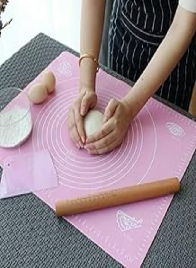Silicone Baking Mat, dough mat, divided into sizes, Non Stick Mat 40 x 50cm (Pink) Silicone Baking Mat, Dough Mat, Divided into Sizes, Non Stick Mat 40 x 50 cm (Pink)