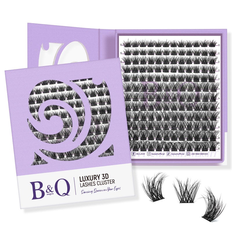 B&Qaugen Lash Clusters 144 PCS Individual Lashes 3D Effect Eyelash Clusters Fluffy Cluster Eyelash Extensions Wispy Eyelashes Natural Look With Long Lasting Curl Cluster Lashes (3D01,10-18mm) - Image 1