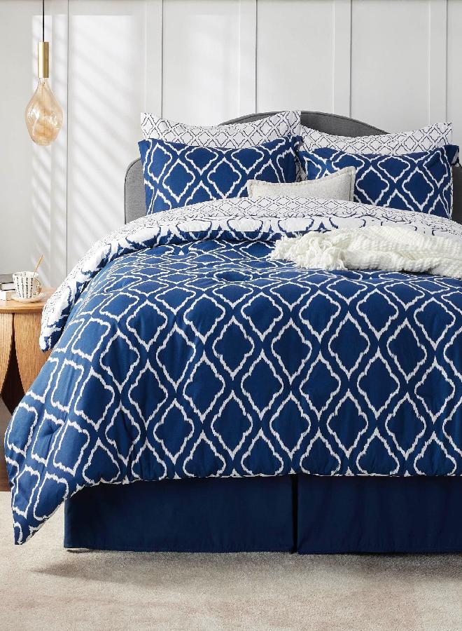 Bedsure Bedsure Bed in a Bag - Queen Size Comforter Sets 7 Pieces, Bed Set with 1 Comforter, 2 Pillow Shams, 2 Pillowcases, 1 Flat Sheet, 1 Fitted Sheet, Navy Blue 