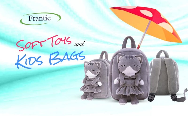 Frantic حقيبة مدرسية للأطفال من المخمل ناعمة وطرية حقيبة ظهر لطيفة للبنات الصغيرات حقائب سفر صغيرة مثالية للبنات والأولاد الصغار وحقائب نزهة للأطفال (2-5 سنوات) - Image 4