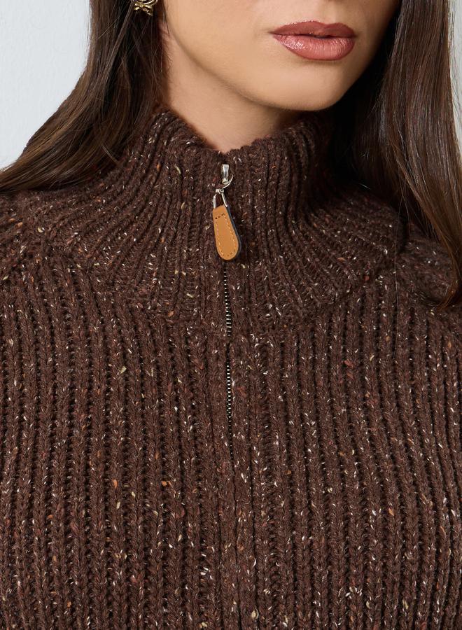 Styli Brown Regular Fit Multi Yarn Cardigan - Image 3