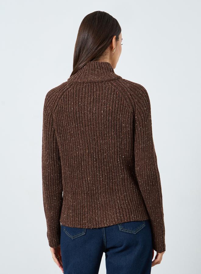 Styli Brown Regular Fit Multi Yarn Cardigan - Image 4