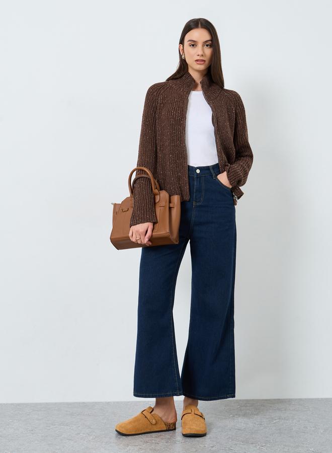 Styli Brown Regular Fit Multi Yarn Cardigan - Image 2