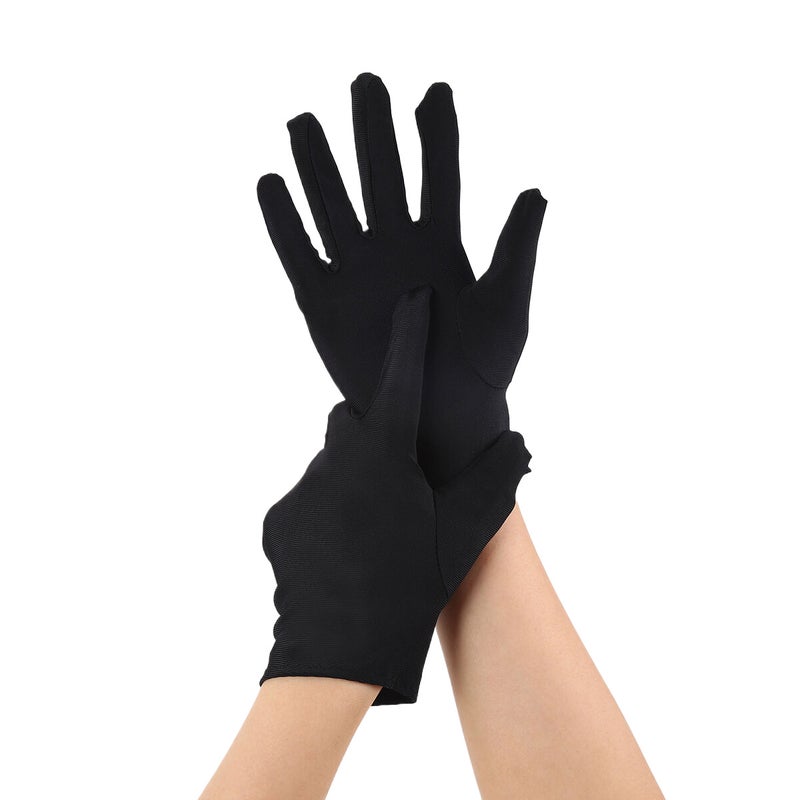 Spring and summer ladies snow gloves etiquette thin stretch gloves dance tight white gloves jewelry square dance gloves Black 