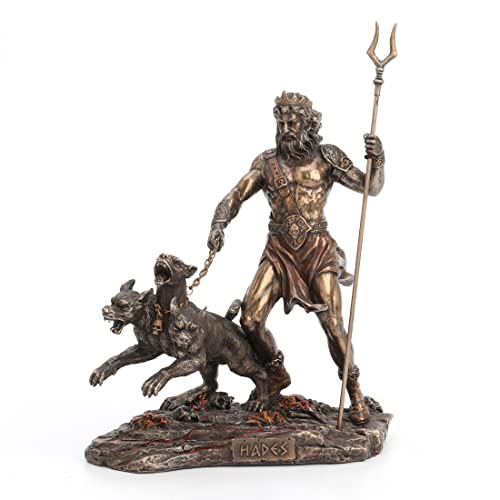 Veronese Design 9" Tall Hades Greek God of The Underworld with Cerberus Resin Statue Bronze Finish - Image 1