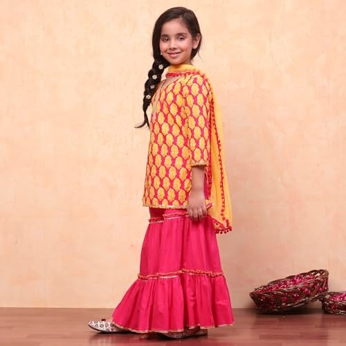 Biba Girls Red Straight Cotton Printed Kurta suit set - Image 2