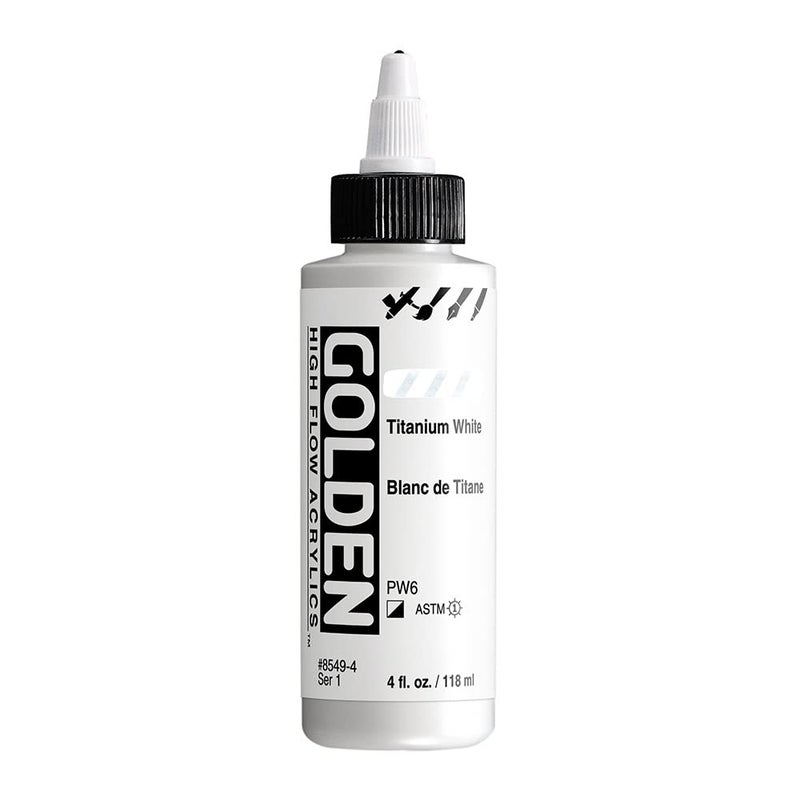 GOLDEN High Flow Acrylics Titanium White 4 fl oz Bottle Professional Acrylic Paint SemiOpaque