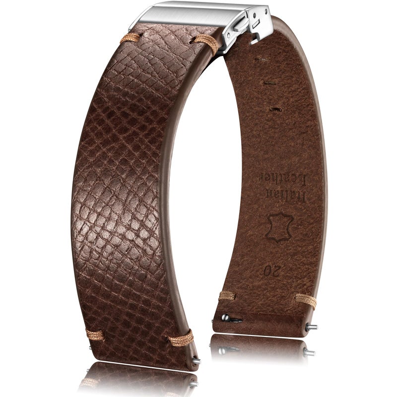 Getalia Italian Leather Watch Band | Tuscany Vegetable-Tanned Full Grain Calfskin Palm Grain Strap for Men & Women | Quick Release | Folding Clasp | 18 19 20mm 21 22 (Coffee Brown: Width-20mm) - Image 1