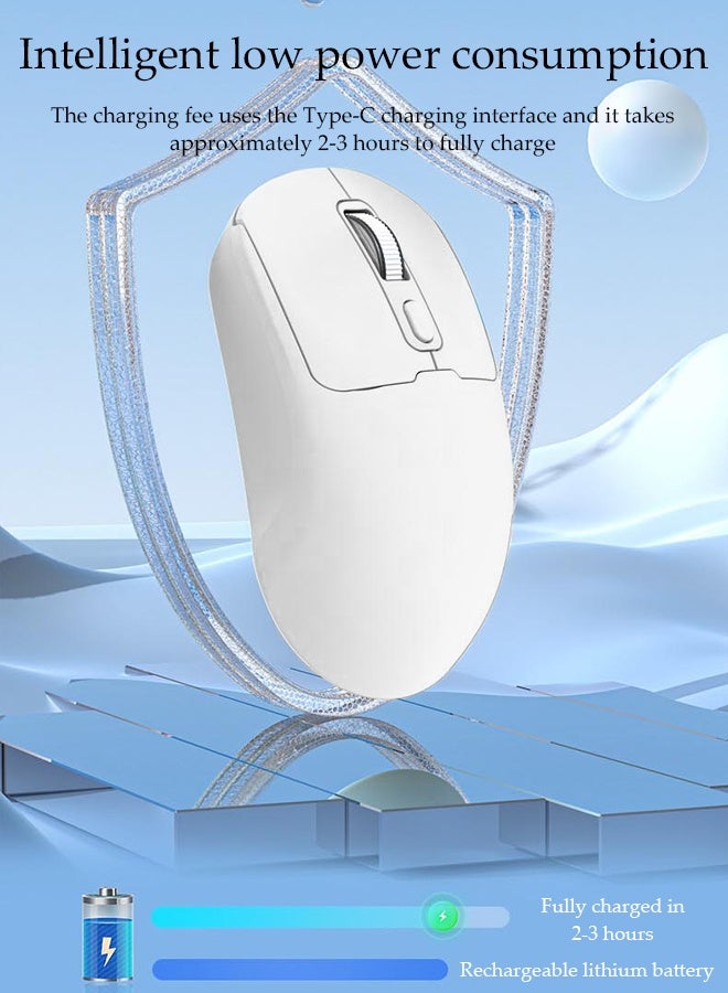 DUNISO Wireless Bluetooth Mouse, Slim Dual Mode (Bluetooth+ USB) 2.4GHz Rechargeable Silent Bluetooth Wireless Mouse, Ambidextrous Design,Up to 1600 DPI (White) - Image 5
