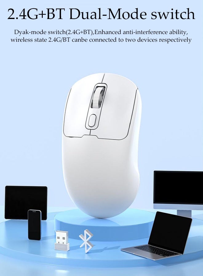 DUNISO Wireless Bluetooth Mouse, Slim Dual Mode (Bluetooth+ USB) 2.4GHz Rechargeable Silent Bluetooth Wireless Mouse, Ambidextrous Design,Up to 1600 DPI (White) - Image 4