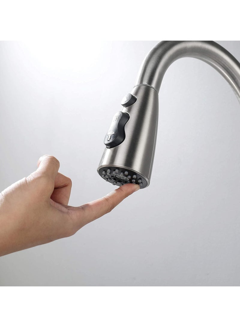 ارواق 3 أوضاع صنبور حوض المطبخ بمقبض واحد حنفيات المطبخ مع بخاخ سحب للأسفل صنبور الفولاذ المقاوم للصدأ لحوض المطبخ - Image 5
