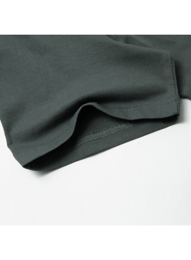 Limeng Men's And Women's Solid Color 180g Cotton Short Sleeve T-shirt Round Neck Loose Fit Tee Base Shirt Dark Gray M - Image 3