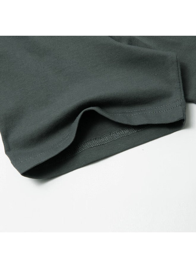 Limeng Men's And Women's Solid Color 180g Cotton Short Sleeve T-shirt Round Neck Loose Fit Tee Base Shirt Dark Gray M - Image 4