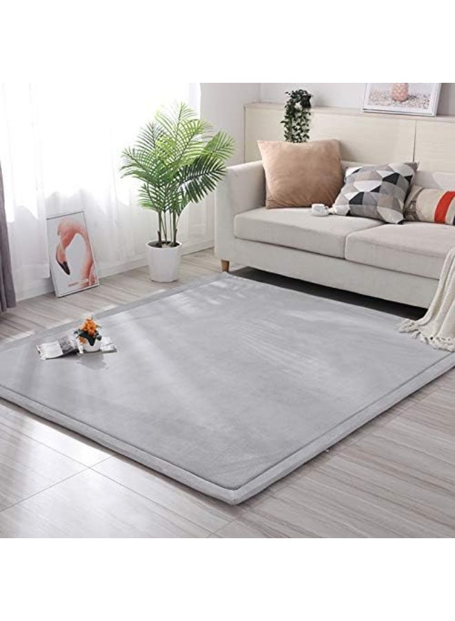 Loartee Nursery Rug Coral Velvet Crawling Mat Area Rugs Crawling Mat (5.0'x 6'8", Gray) for Toddler Children Play Mat Yoga Mat Exercise Pads Carpet - Image 4