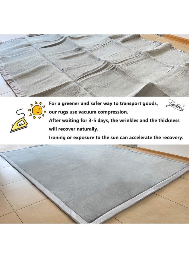 Loartee Nursery Rug Coral Velvet Crawling Mat Area Rugs Crawling Mat (5.0'x 6'8", Gray) for Toddler Children Play Mat Yoga Mat Exercise Pads Carpet - Image 5