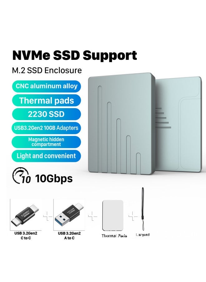 M2 Solid-state Hard Disk Box Reads 10G Compact 2230 Portable NVME Single Protocol Aluminum Alloy With Magnetic Storage-Color:236b Double Connector  - Image 1