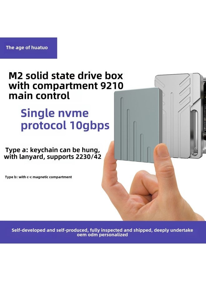 M2 Solid-state Hard Disk Box Reads 10G Compact 2230 Portable NVME Single Protocol Aluminum Alloy With Magnetic Storage-Color:236b Double Connector  - Image 2