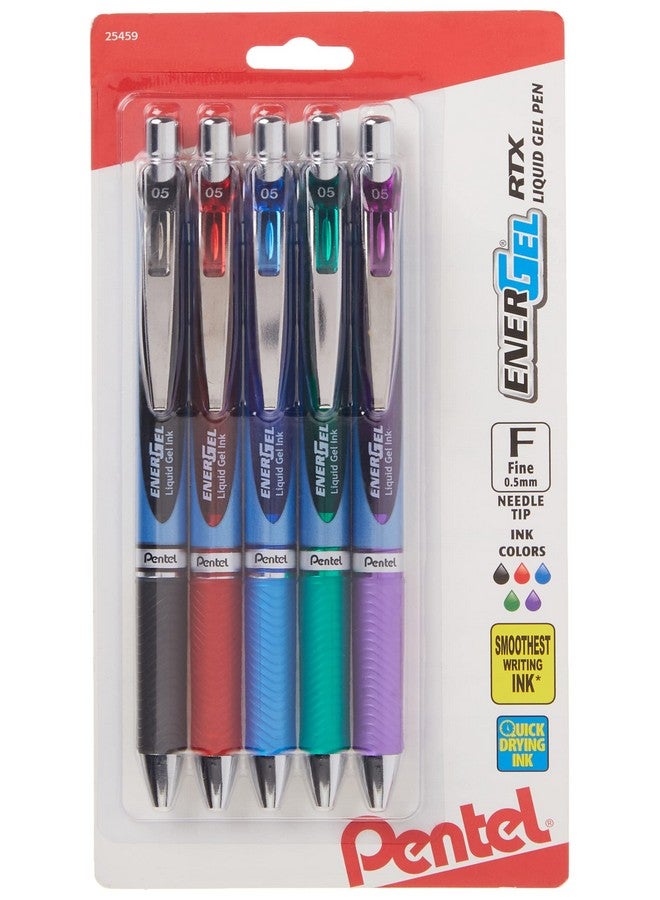 بنتل قلم جل سائل قابل للسحب من Energel Rtx، (0.5 مم)، خط رفيع، طرف معدني، ألوان حبر متنوعة، عبوة من 5 قطع (Bln75Bp5M) - Image 3