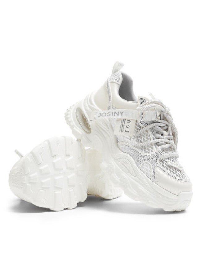 Josiny Trendy Lace-up Round Toe Platform Sneakers For Women, 2025 Summer New Fashion Versatile Breathable Height-increasing Casual Sports Shoes - Image 1