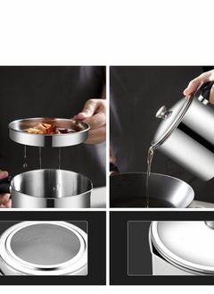 KASTWAVE All 304 Stainless Steel Grease Strainer and Container - 1.2 L/1.3 Quart Oil Storage Pot Grease Keeper - with Dust-Proof Lid & Easy Grip Handle - for Bacon Fat, Kitchen Cooking or Frying Oil  - Image 2