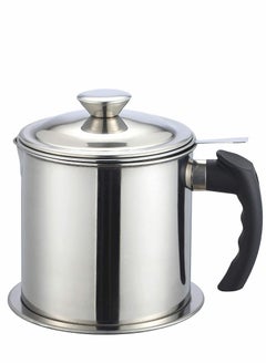 KASTWAVE All 304 Stainless Steel Grease Strainer and Container - 1.2 L/1.3 Quart Oil Storage Pot Grease Keeper - with Dust-Proof Lid & Easy Grip Handle - for Bacon Fat, Kitchen Cooking or Frying Oil  - Image 1