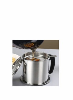 KASTWAVE All 304 Stainless Steel Grease Strainer and Container - 1.2 L/1.3 Quart Oil Storage Pot Grease Keeper - with Dust-Proof Lid & Easy Grip Handle - for Bacon Fat, Kitchen Cooking or Frying Oil  - Image 5