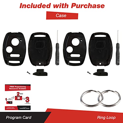 KeylessOption NO Cut Key Fob Case Shell for Honda Accord Civic CR-V CR-Z Fit Insight Odyssey Pilot Ridgeline (Pack of 2) - Image 2