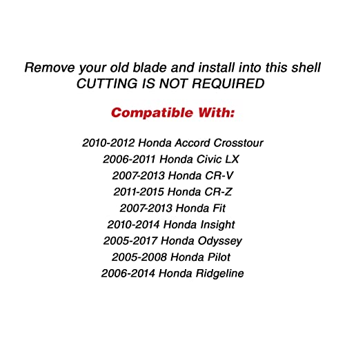 KeylessOption NO Cut Key Fob Case Shell for Honda Accord Civic CR-V CR-Z Fit Insight Odyssey Pilot Ridgeline (Pack of 2) - Image 4