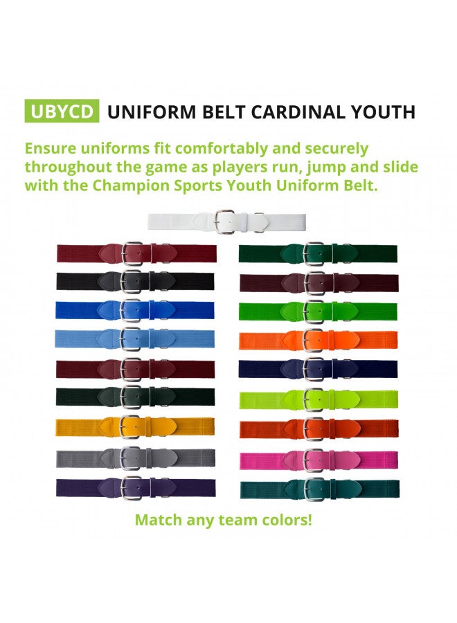 Champion Sports Champion Sports Baseball/Softball Uniform Belt - Comfort Stretch Fit Uniform Belt - Durable Syntex Tab - Adult: 22"-46" - Cardinal - Image 3