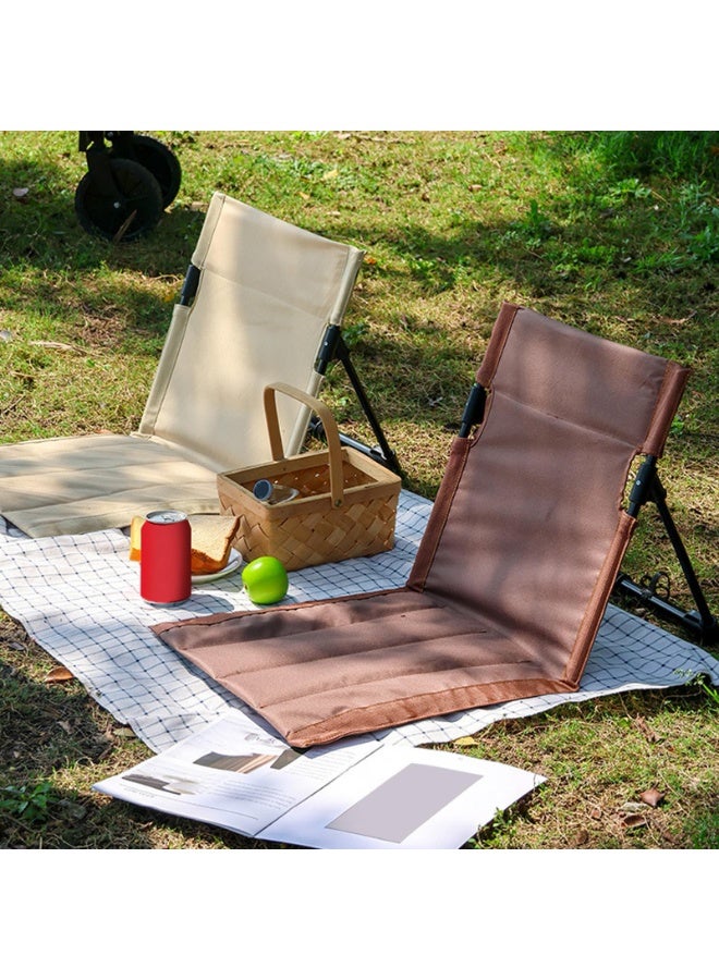 Lightweight Compact Adjustable Beach Floor Chair, Portable Foldable Breathable Camping Chair with Back Support, Outdoor Fishing Chair (Khaki) - Image 2