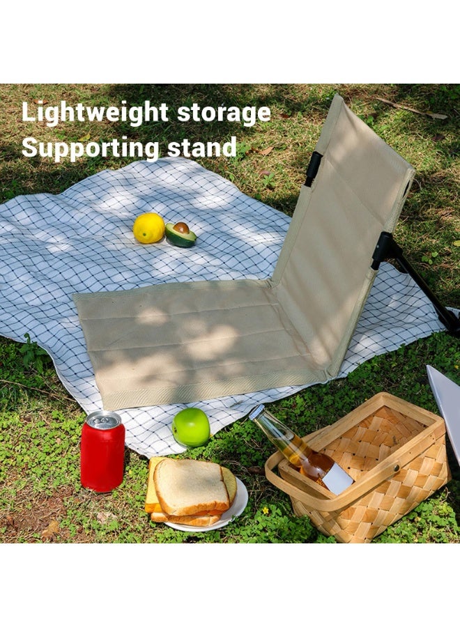 Lightweight Compact Adjustable Beach Floor Chair, Portable Foldable Breathable Camping Chair with Back Support, Outdoor Fishing Chair (Khaki) - Image 4