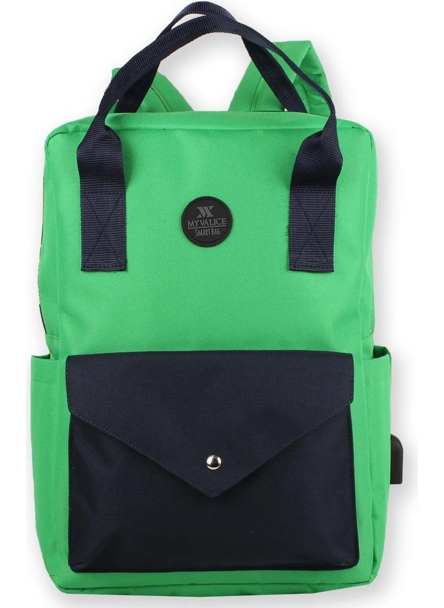 My Valice Smart Bag Post Notebook Backpack with USB Charging Port and Laptop Compartment Benetton Green