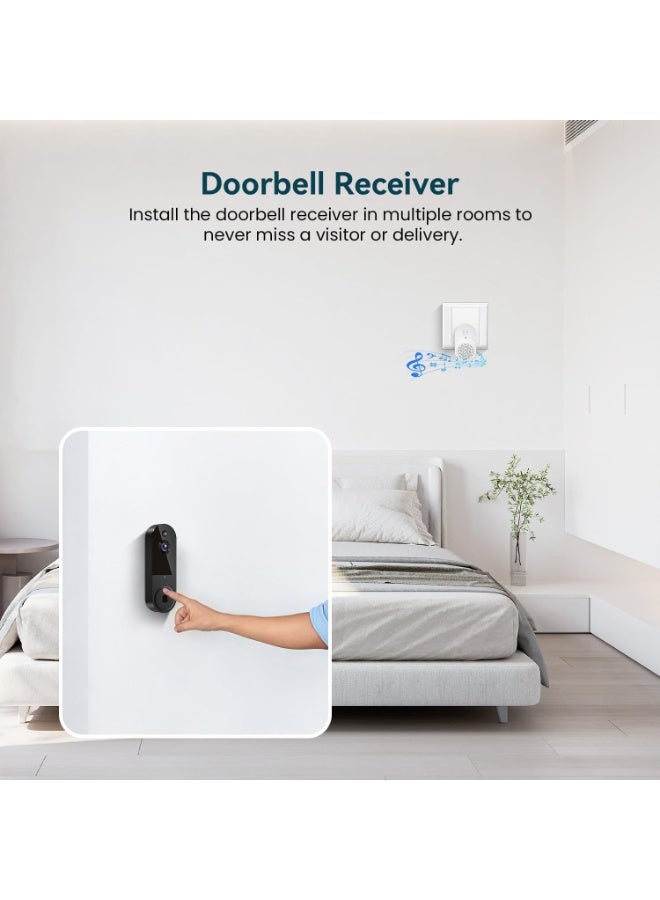 SIB 1080P Wireless Video Doorbell Camera, AI Human Detection, Night Vision, 2-Way Audio, Battery Powered, Cloud Storage, 2.4G WiFi, Indoor Outdoor Surveillance (Black) - Image 2