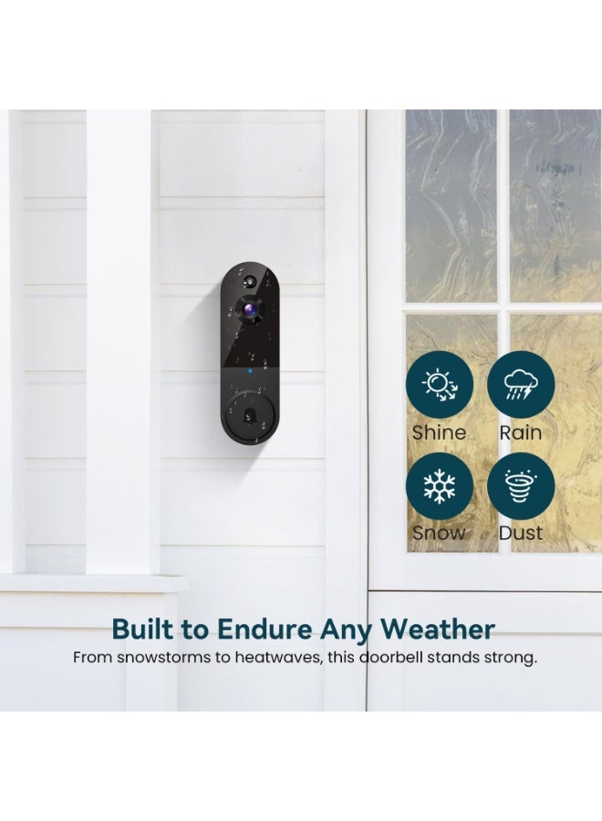 SIB 1080P Wireless Video Doorbell Camera, AI Human Detection, Night Vision, 2-Way Audio, Battery Powered, Cloud Storage, 2.4G WiFi, Indoor Outdoor Surveillance (Black) - Image 4