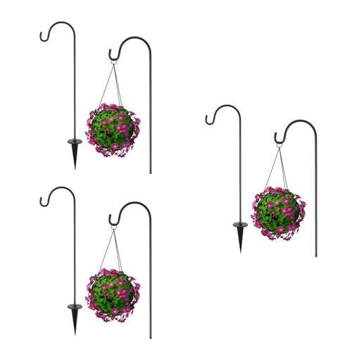 BESPORTBLE 24Inch Shepherd Hooks 3 Pack Garden Stakes Shepherds Hook for Garden Decor Plant Hanger Lantern Hook Solar Light Hanging - Image 1
