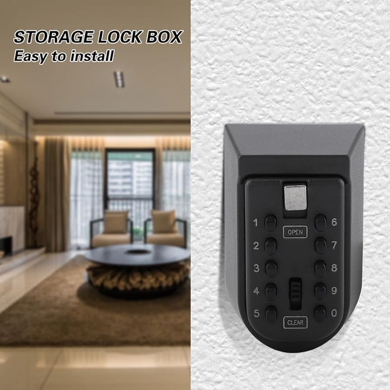 Aluminum Alloy Outdoor Security Lock Box Key Holder Door Hanging Storage Black - Image 3