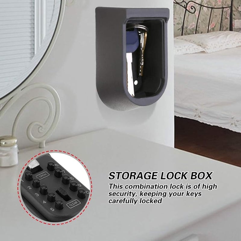 Aluminum Alloy Outdoor Security Lock Box Key Holder Door Hanging Storage Black - Image 4