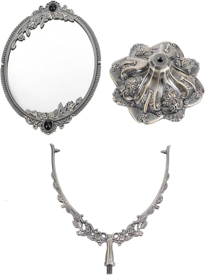 Retro Antique Metal Swivel Tabletop Makeup Mirror, Large Double-Sided Cosmetic Vanity Mirror with Stand for Dressing Table and Bathroom Use - Image 1