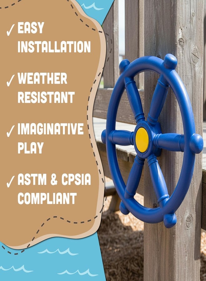 Squirrel Products Pirate Wheel 12" with Mounting Hardware, Made of Durable Weather-Resistant Plastic, for Kids Playgrounds - Blue - Image 3