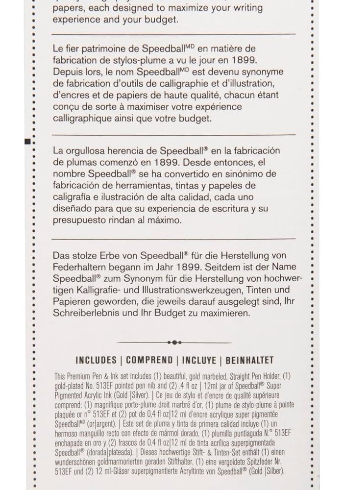 Speedball Signature Series Calligraphy Pen and Ink Set with Gold and Silver Pigmented Inks - Image 3