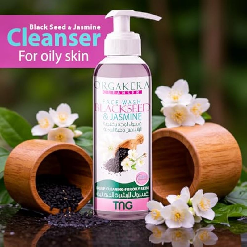 Orgakera cleanser face wash black seed&jasmine deep cleaning for oily skin-24h moistrise-250ml - Image 3