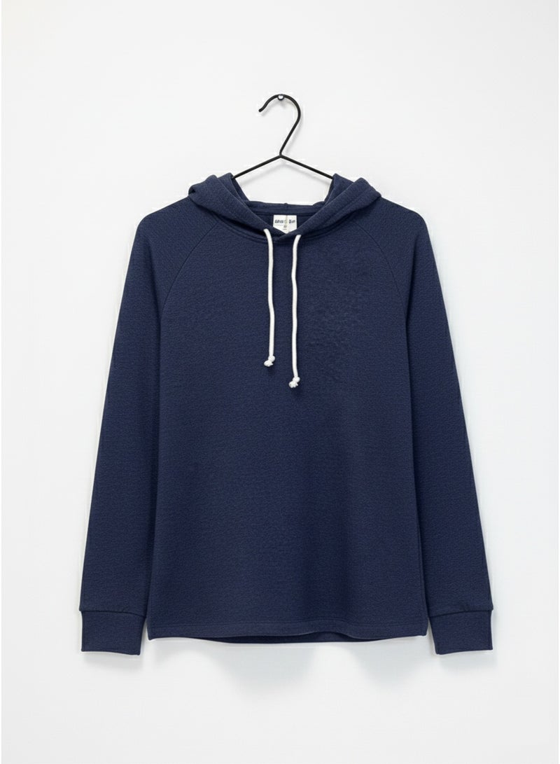 Max هودي بولوفر نسائي - سويت شيرت كاجوال بغطاء رأس من قطن ناعم باللون الأزرق - Image 1