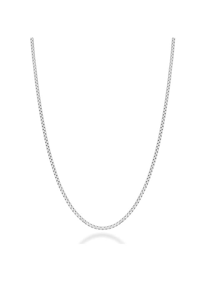 Arabest Italian 925 Sterling Silver Solid 2mm Round Box Chain Necklace for Women Men, Made in Italy - Image 1