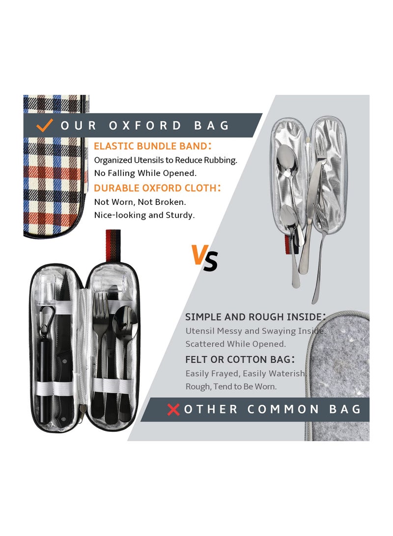 Portable Travel Utensils Set, Travel Camping Cutlery Set Reusable Stainless Steel Flatware Camping Cutlery Set with Case Outdoor Travel Utensils Kit Camping Flatware Kit for Office School Picnic  - Image 3