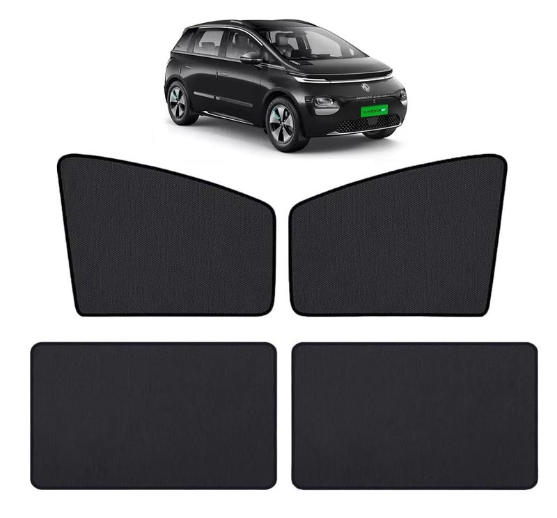 Auto Hub Nylon Car Window Sunshade/Curtains Compatible with MG Windsor - Pack of 4, Windsor Sun Shade, Black - Image 1