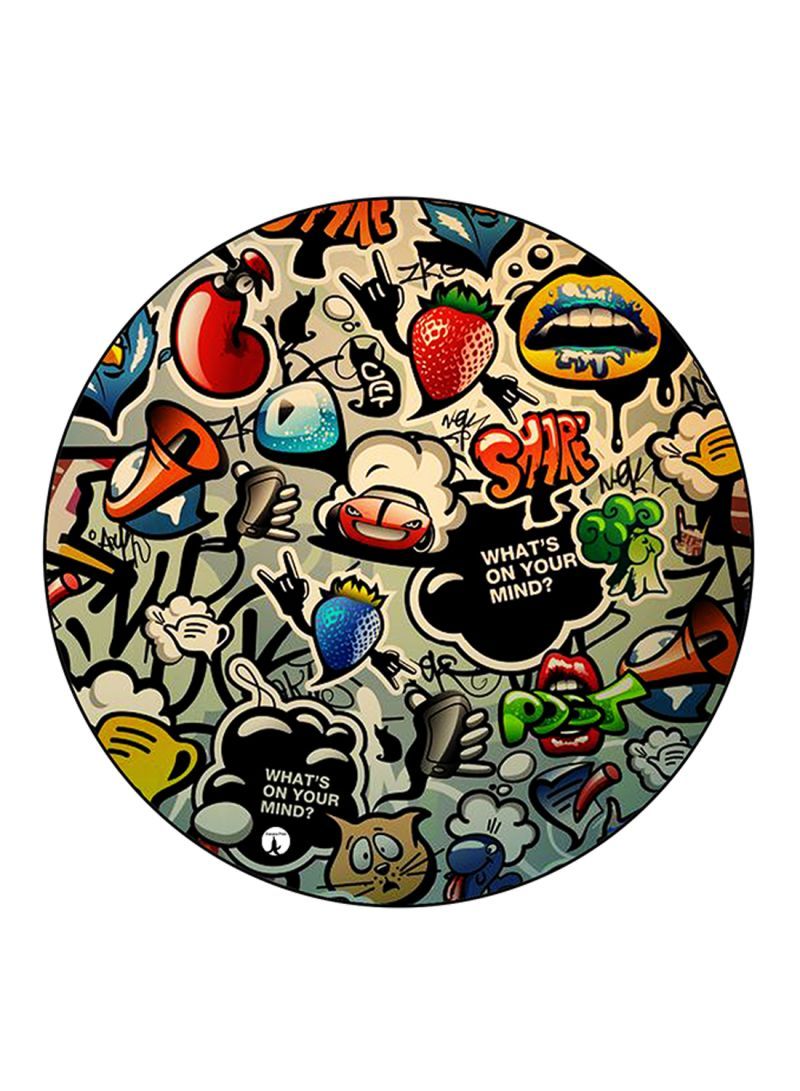 RKN Graffiti Art Printed Mouse Pad Round  Multicolour