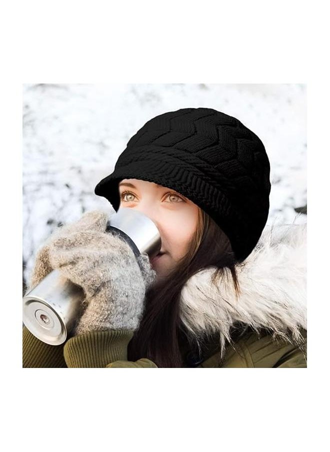 yongsheng Winter Caps for Women Thermal Warm Knitted Windproof Casual Plain Trendy Hat Patchwork Cable Knit Skiing Crochet Cold Weather  - Image 5