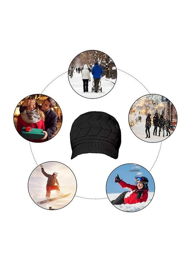yongsheng Winter Caps for Women Thermal Warm Knitted Windproof Casual Plain Trendy Hat Patchwork Cable Knit Skiing Crochet Cold Weather  - Image 4