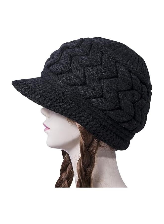 yongsheng Winter Caps for Women Thermal Warm Knitted Windproof Casual Plain Trendy Hat Patchwork Cable Knit Skiing Crochet Cold Weather  - Image 2